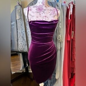 🔥B. Darlin Backless Purple Velvet New Years Holiday Cocktail Dress 7 8 Small
